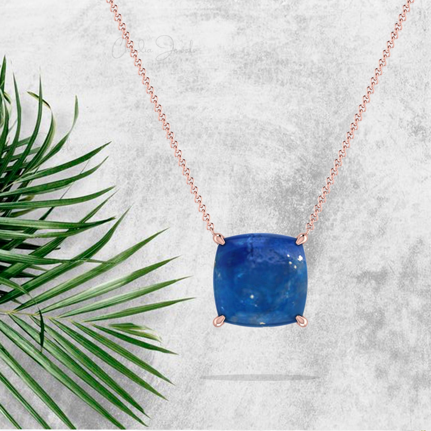 Natural Lapis Lazuli Solitaire Necklace In 14k Real Gold