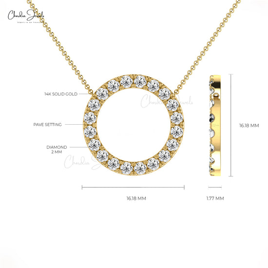 Certified White Diamond Pave Set Necklace Genuine 14k Real Gold 2mm Round Cut Dainty Necklace For Women's