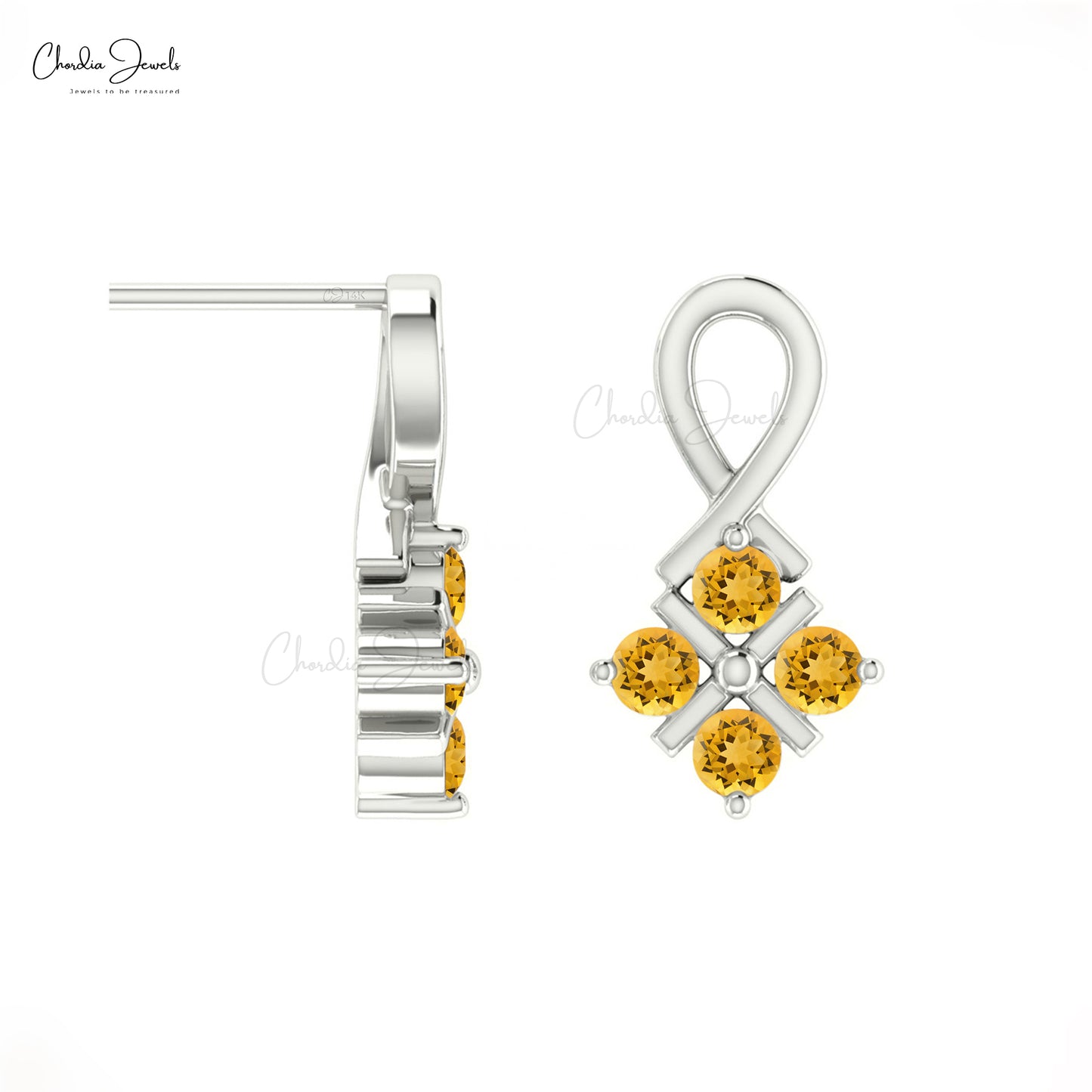 Four Stone Stud Earrings For Her