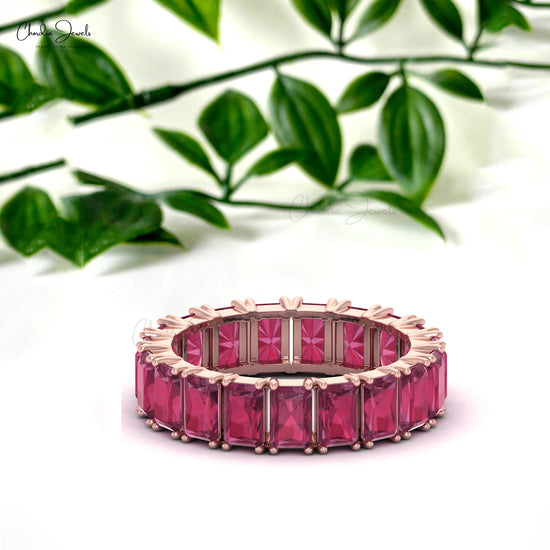 Octagon Stackable Ring In 5x3mm Pink Tourmaline 14k Rose Gold Eternity Ring Size US9