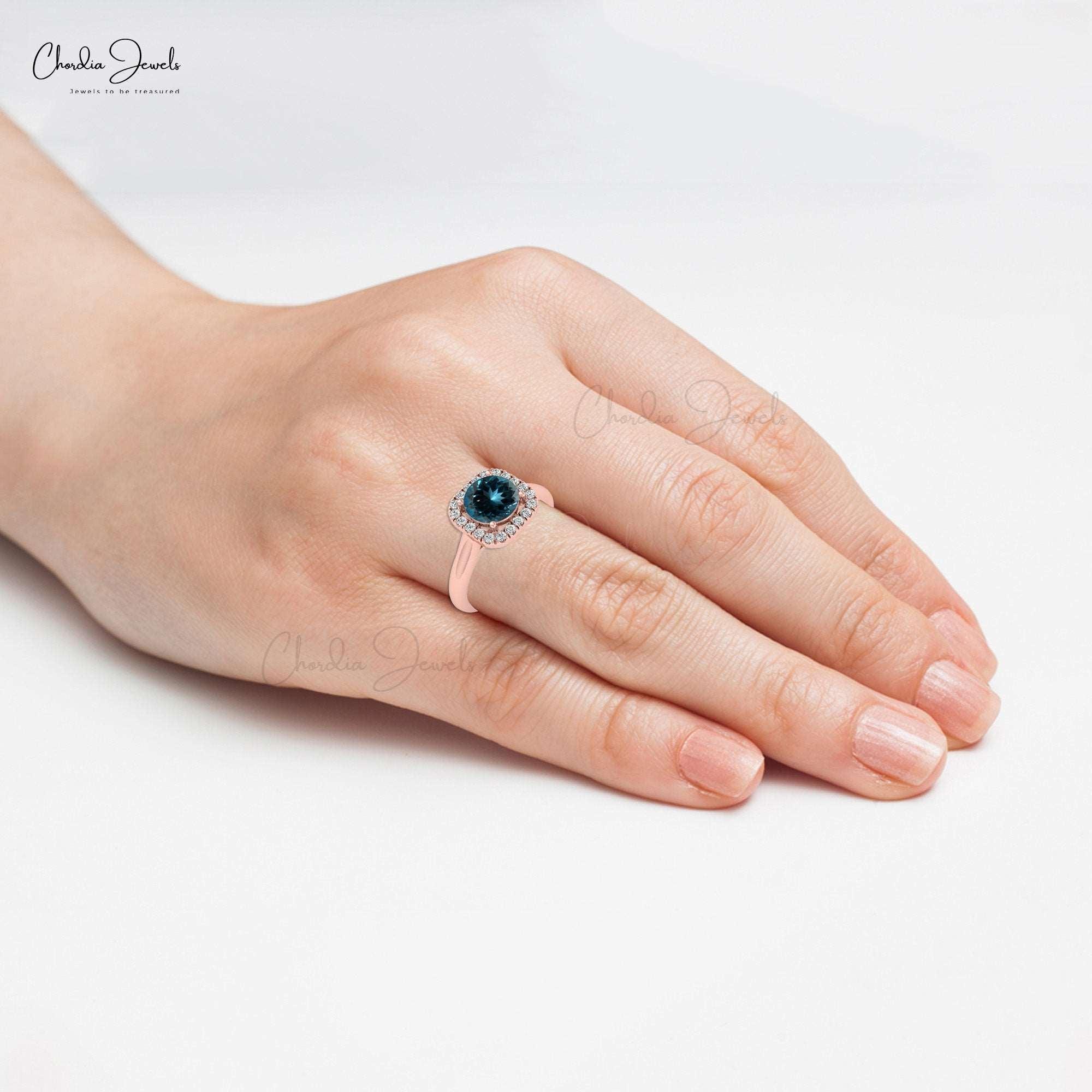 Blue Topaz Engagement Ring With Diamond Halo | Jewelry by Johan - Jewelry  by Johan