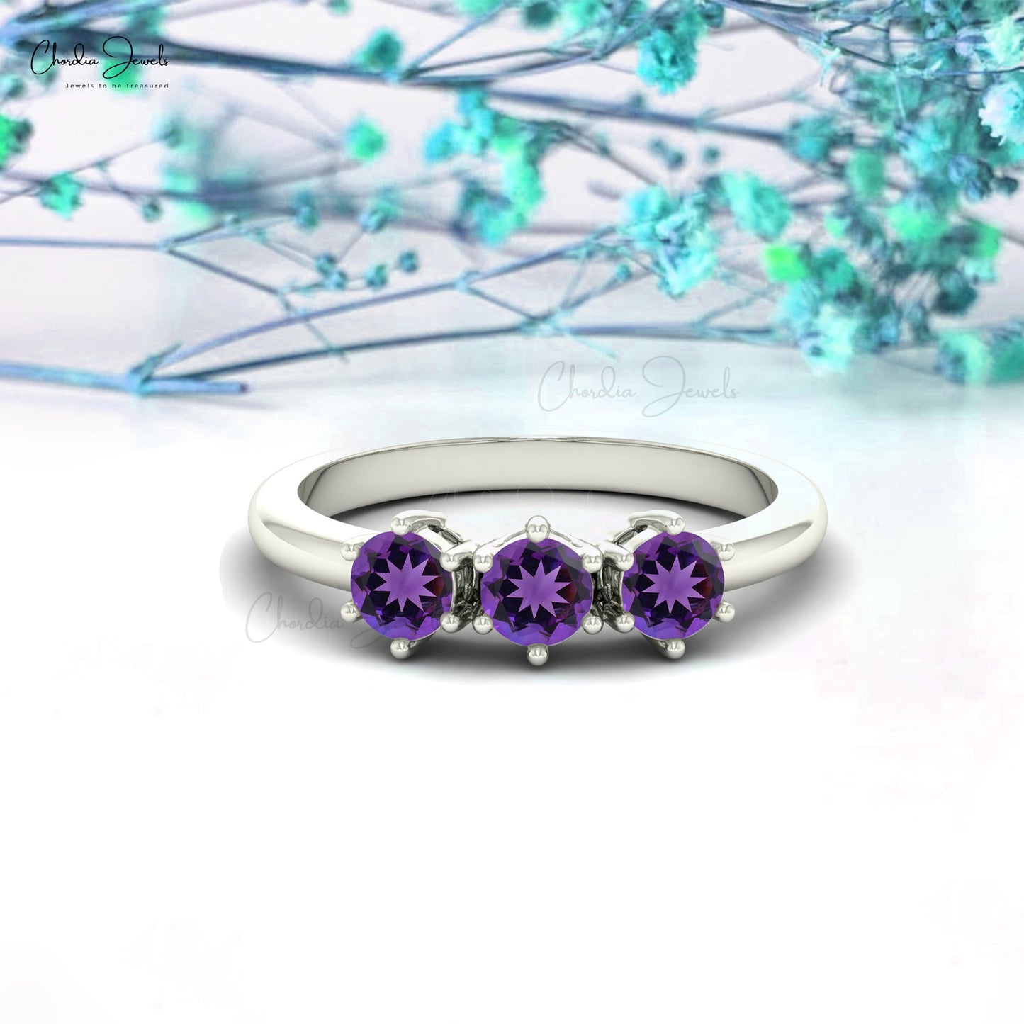 Amethyst deals trilogy ring