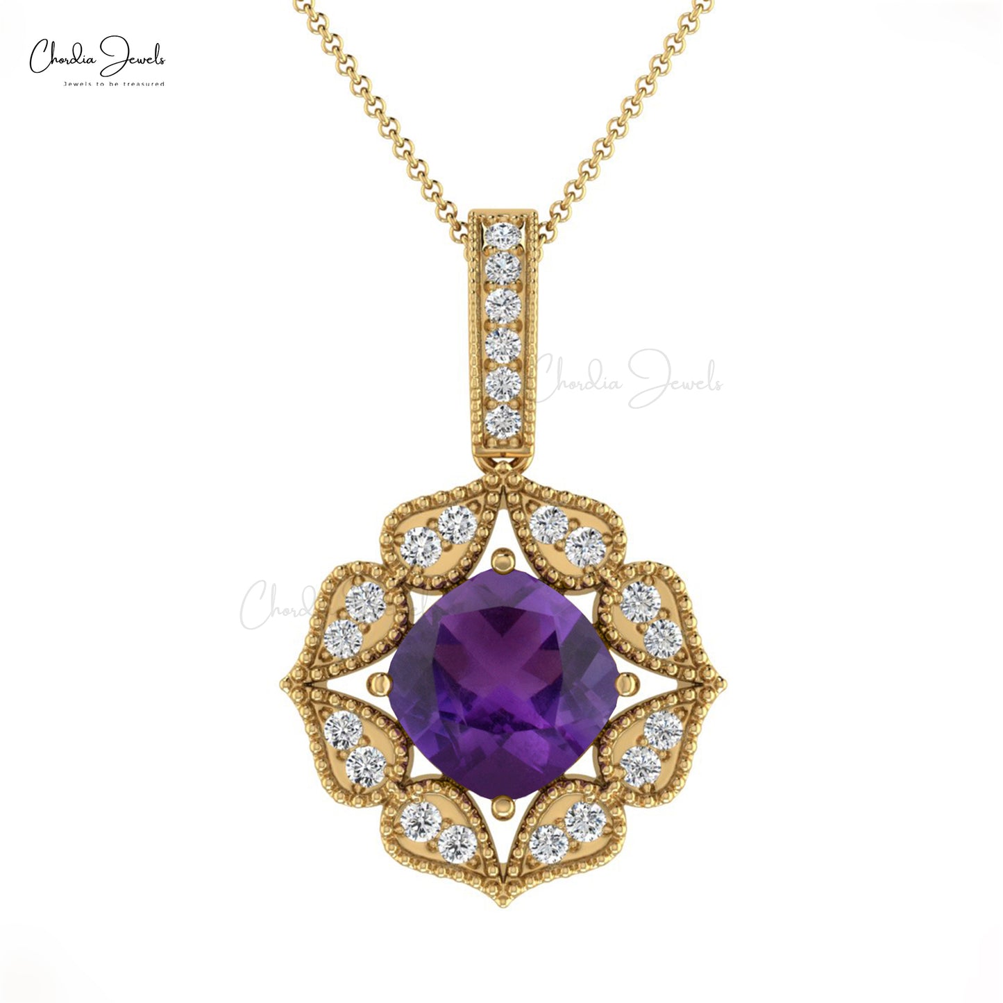 Amethyst & Diamond Pendant