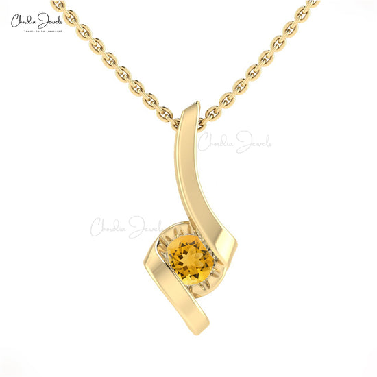 Round Cut Citrine Pendant