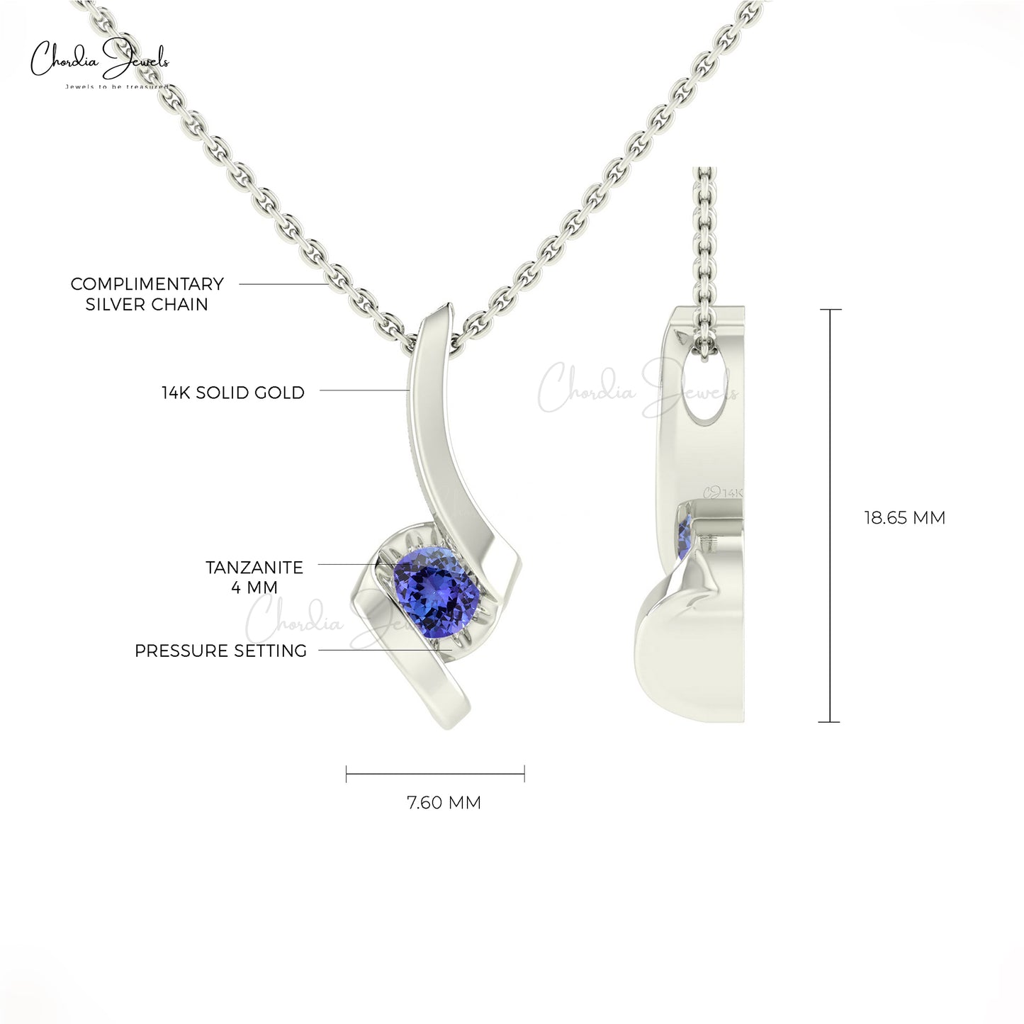 Tanzanite Solitaire Pendant