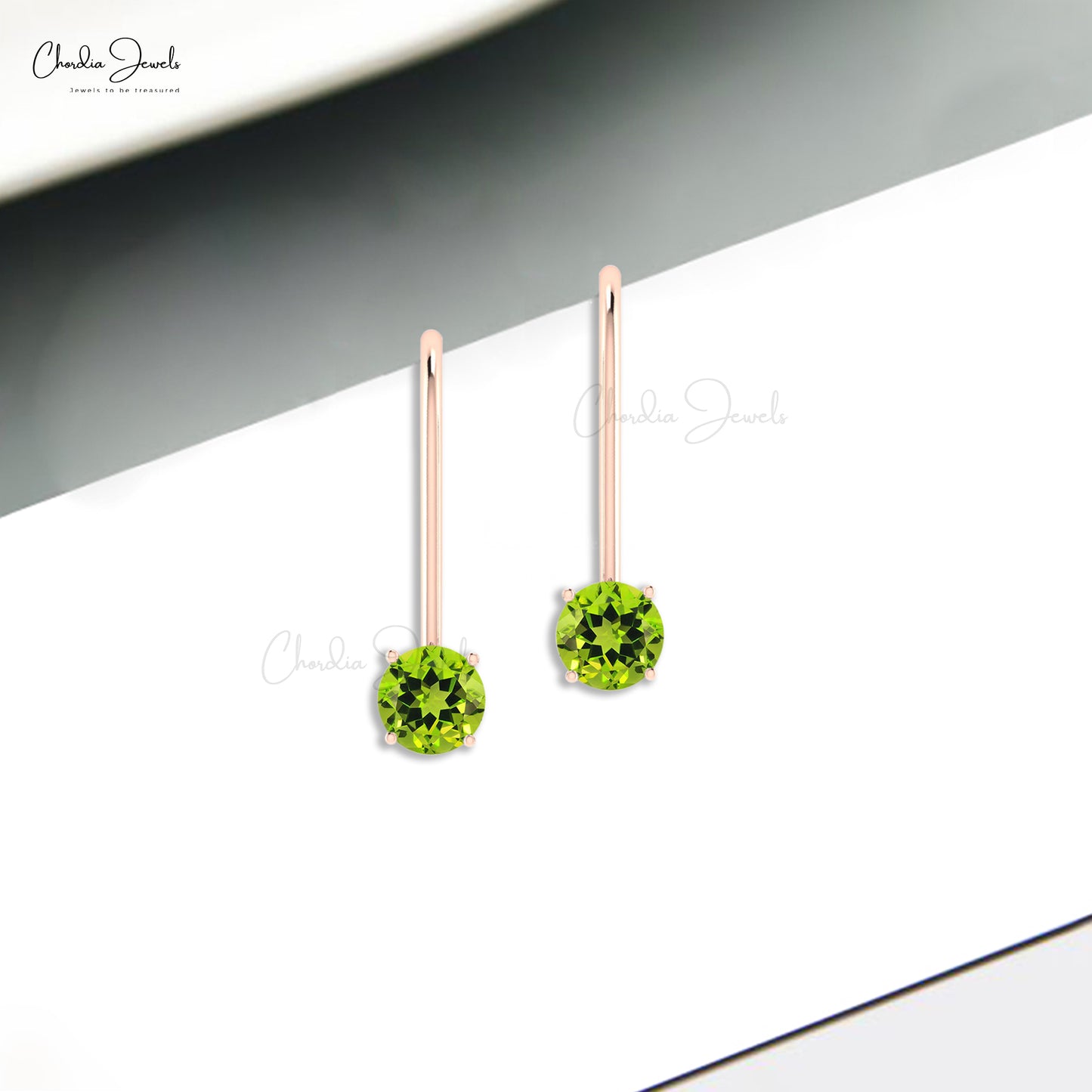 Solid 14k Gold Latch Back Earrings With 0.8 CT Round Peridot Gemstone Earring Hallmark Jewelry