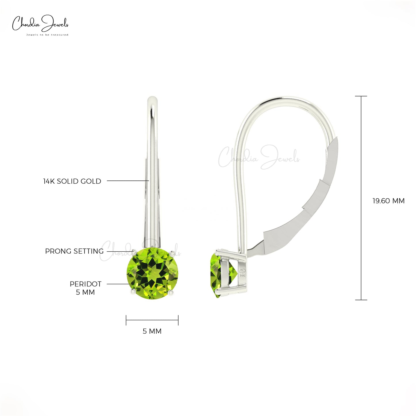 14k Solid Gold Peridot Earrings