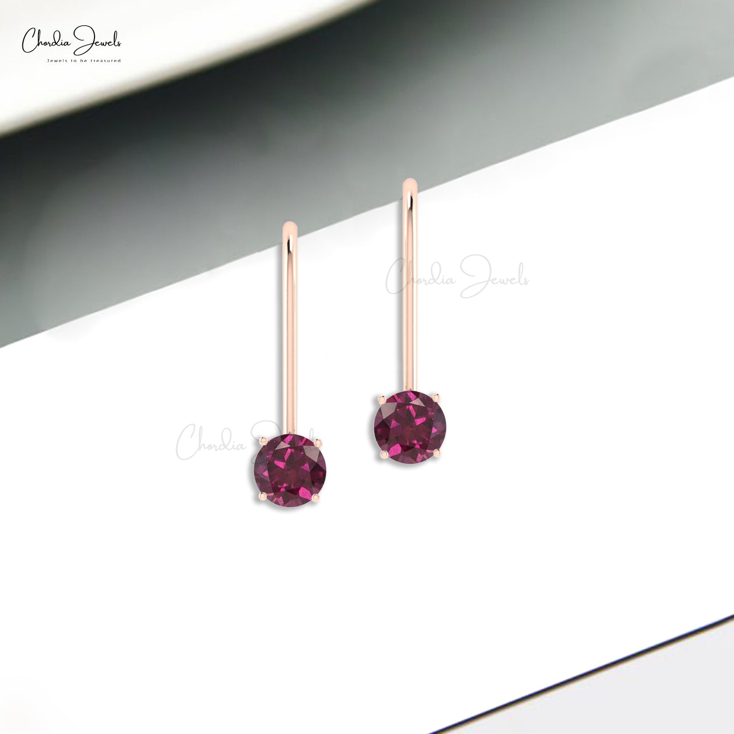 Dangling Latch Back Earring with 0.84 Ct Rhodolite Garnet Earrings In 14k Pure Gold