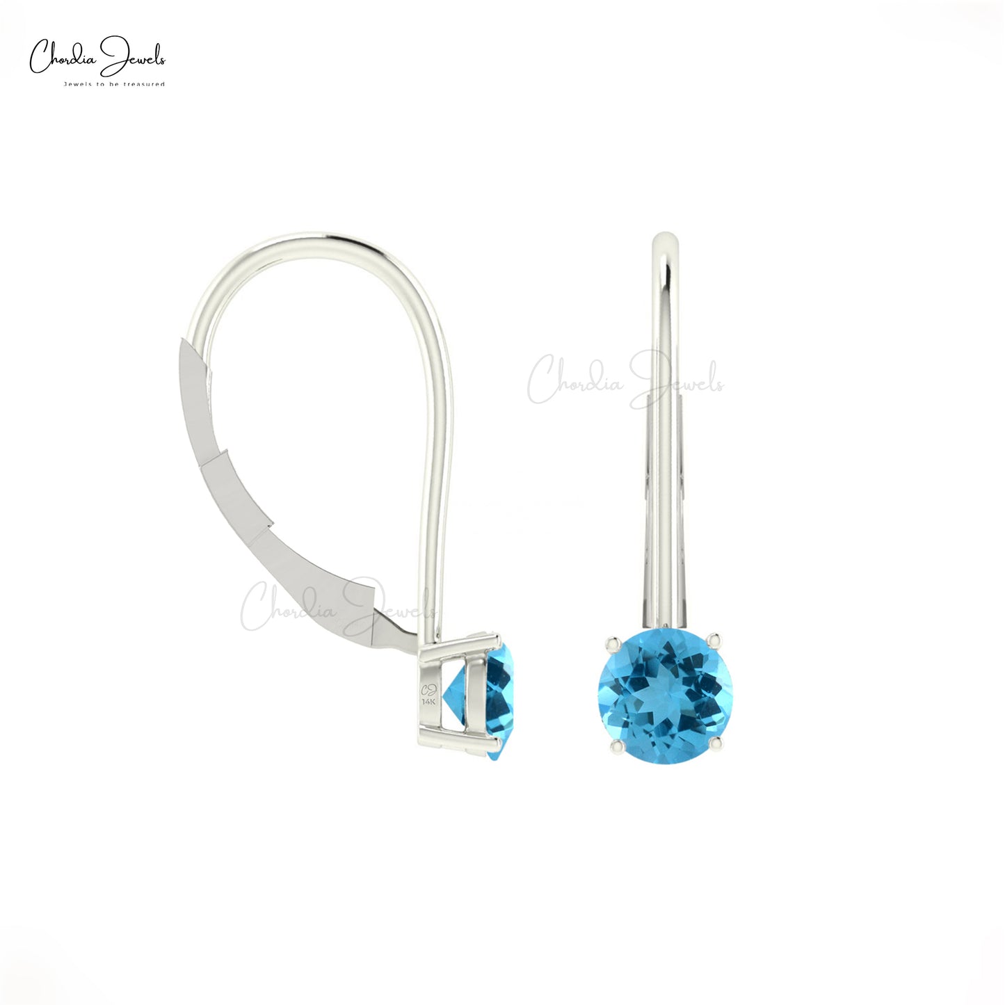 Swiss Blue Topaz Earrings For Her