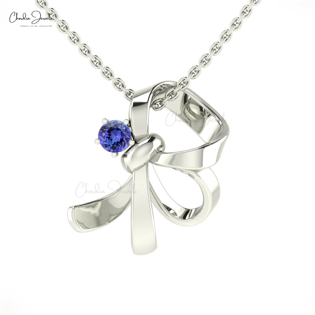 Dainty White Gold Pendant with Ceylon Blue Sapphire & Diamonds