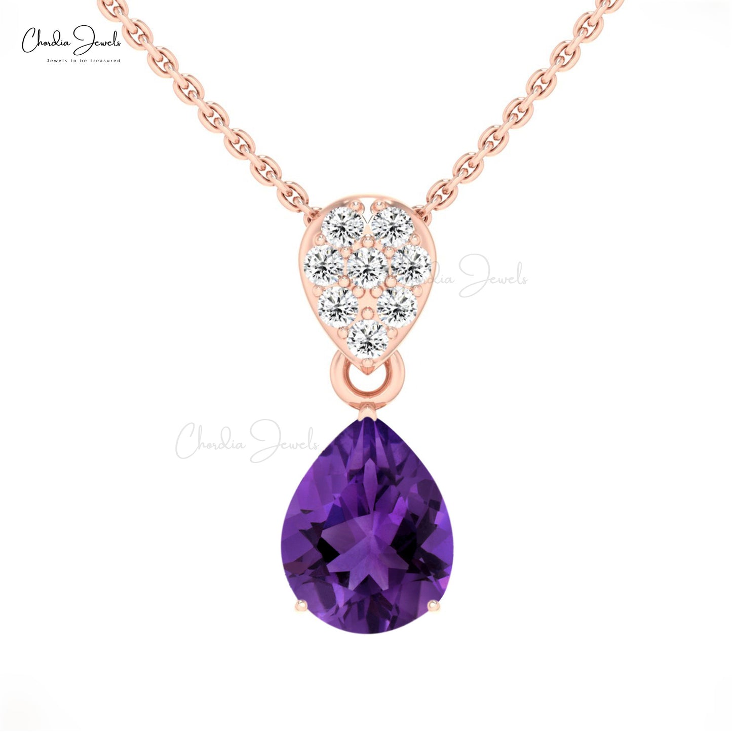 14k Solid Gold Amethyst Gemstone Necklace