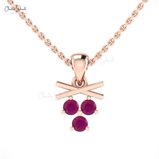 Round Ruby Gemstone Pendant For Wommen