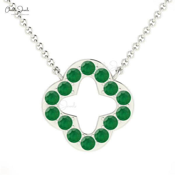 Grá Collection Silver Plated 4 Green Cubic Zirconia Stones Clover Pendant
