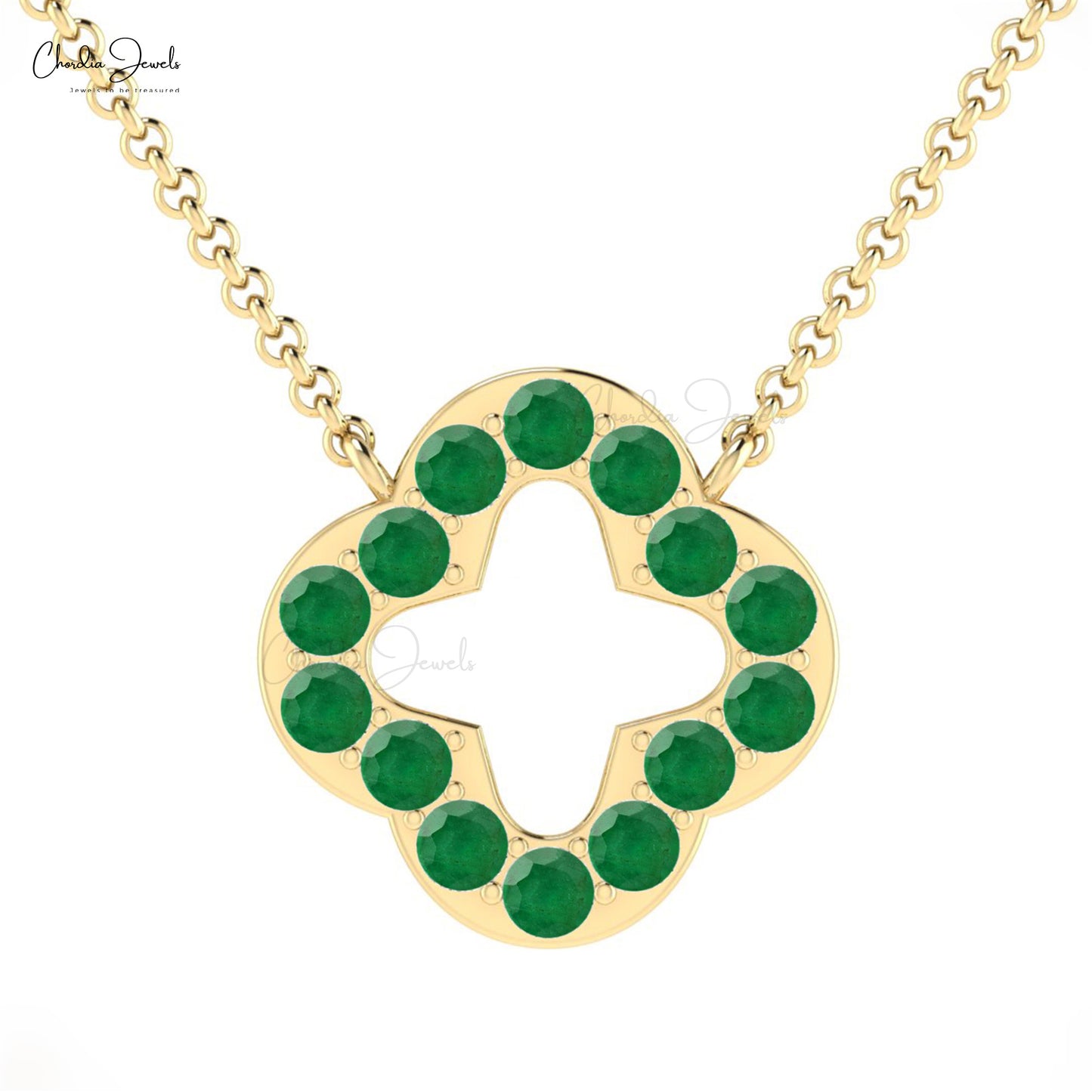 Buy 14K Yellow Gold Malachite Four Leaf Clover Necklace Green Online in  India 