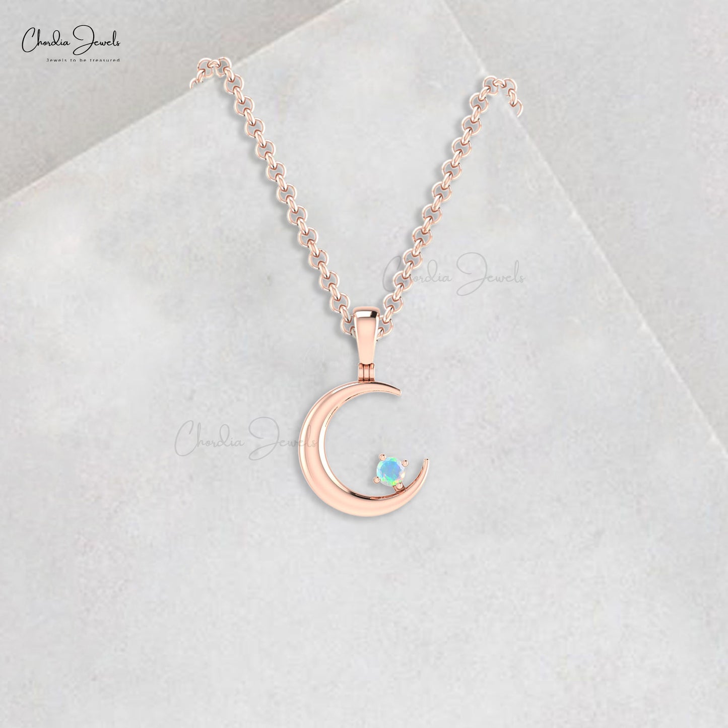 Natural Opal 2mm Round Gemstone Pendant in 14k Solid Gold Hallmarked Jewelry