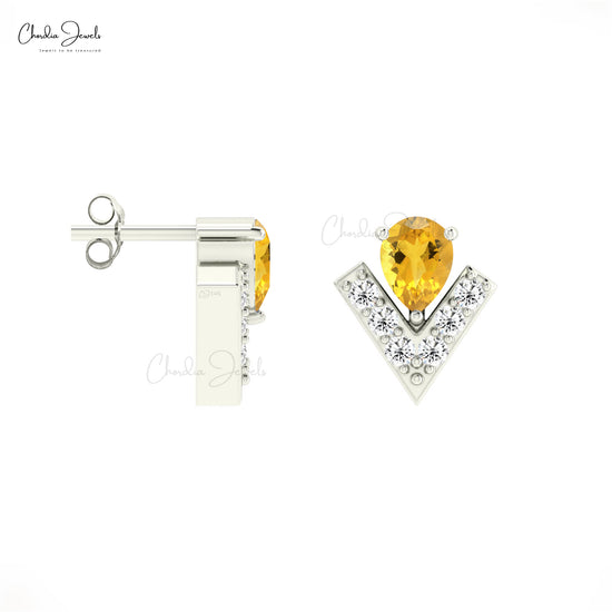 Pear Cut Gemstone Studs Earrings