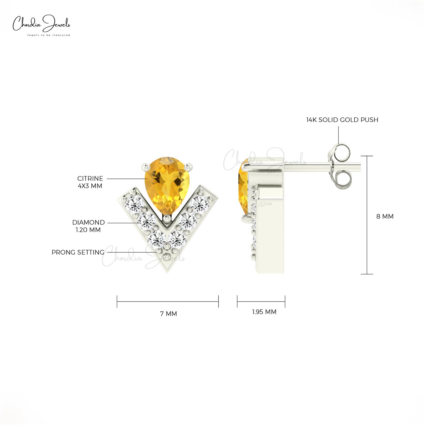 14k Solid Gold Push back Studs Earrings