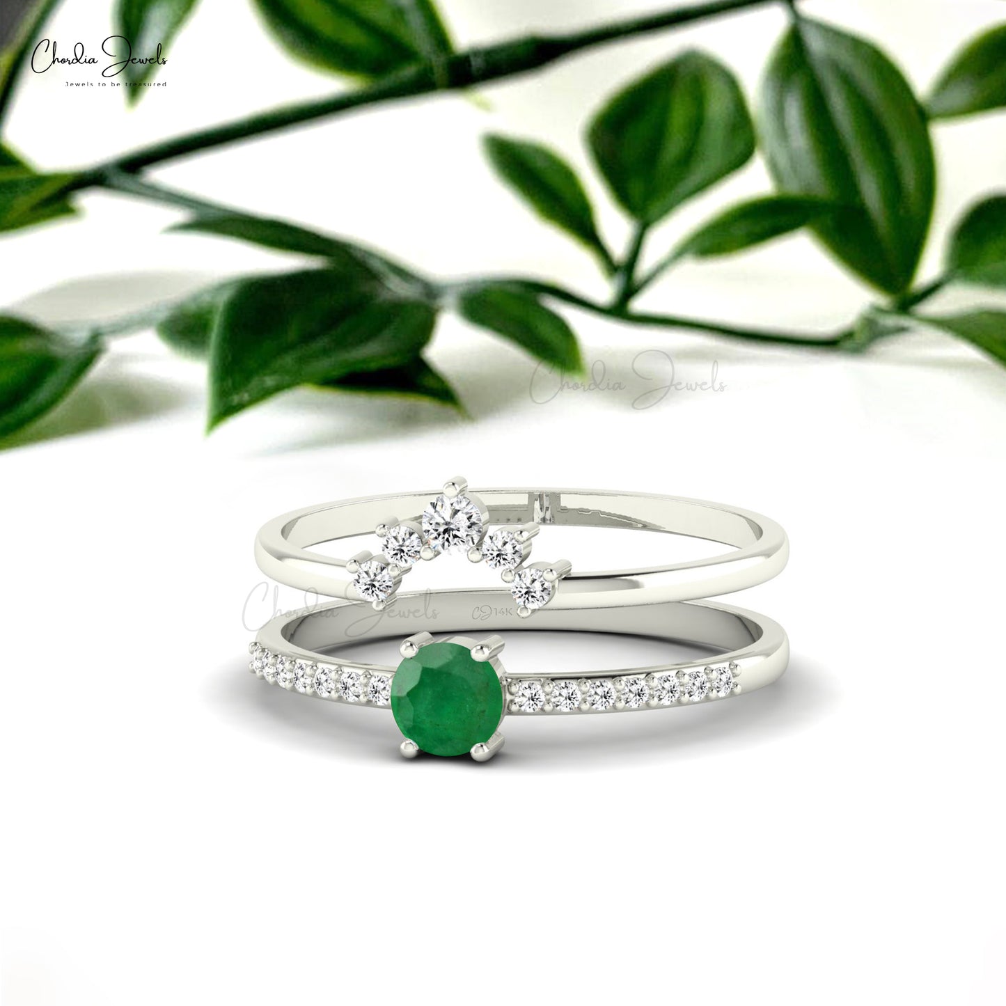 Emerald stackable ring