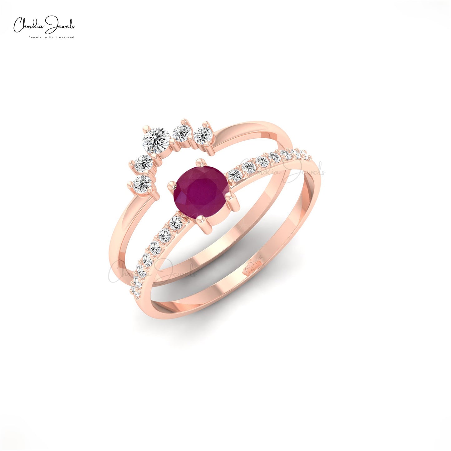 Raw ruby ring | Red ruby stacking ring