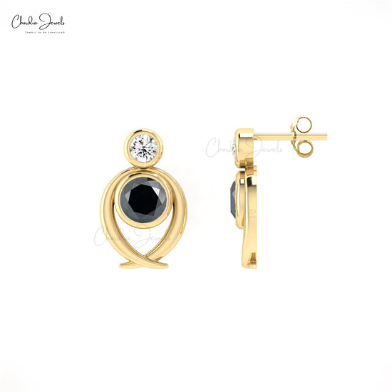 Gold bezel earring