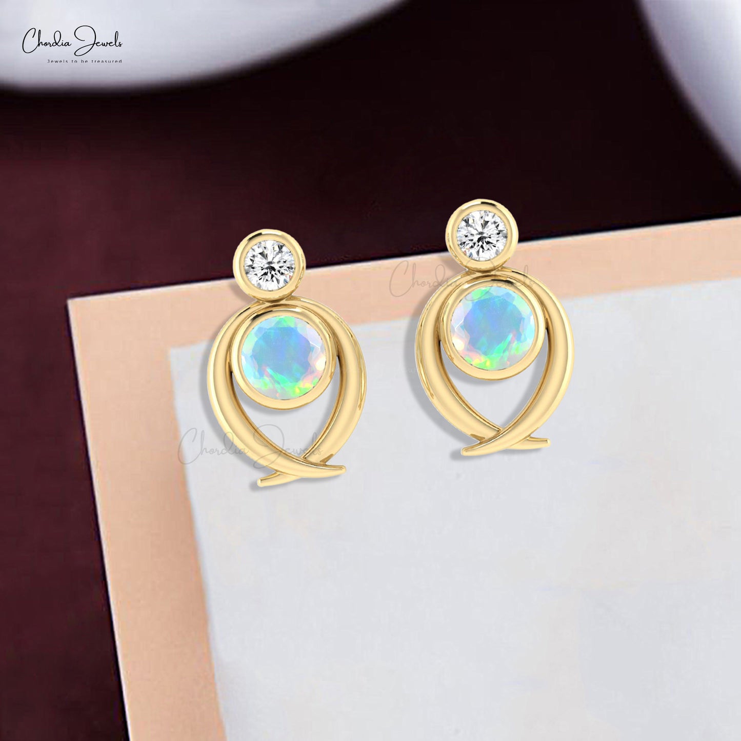 bezel set stud earrings