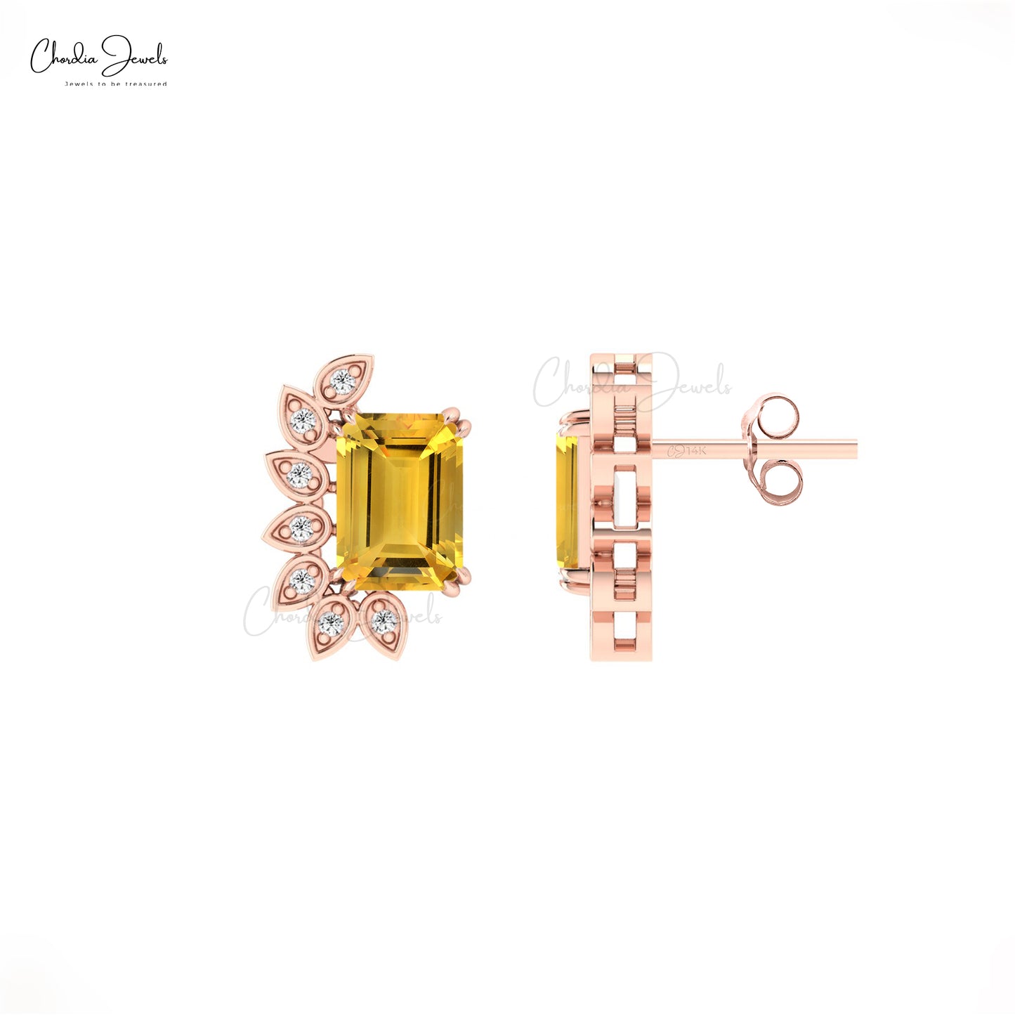 Octagon Citrine Earrings