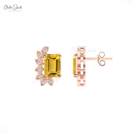 Octagon Citrine Earrings