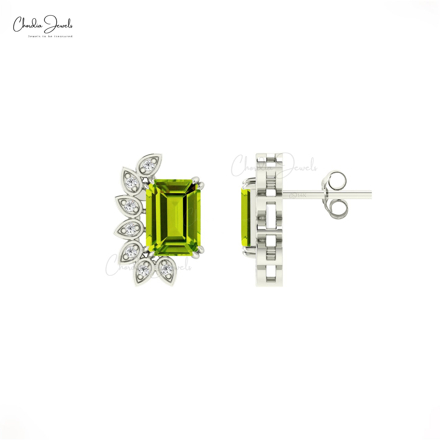 Octagon Cut Peridot Gemstone Earrings