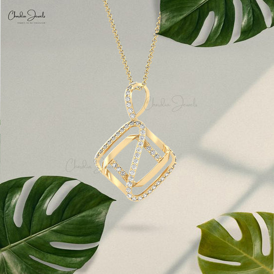 Wrap Style Pendant With 0.75Ct Round G-H Diamond Accents in 14k Solid Gold Pendant