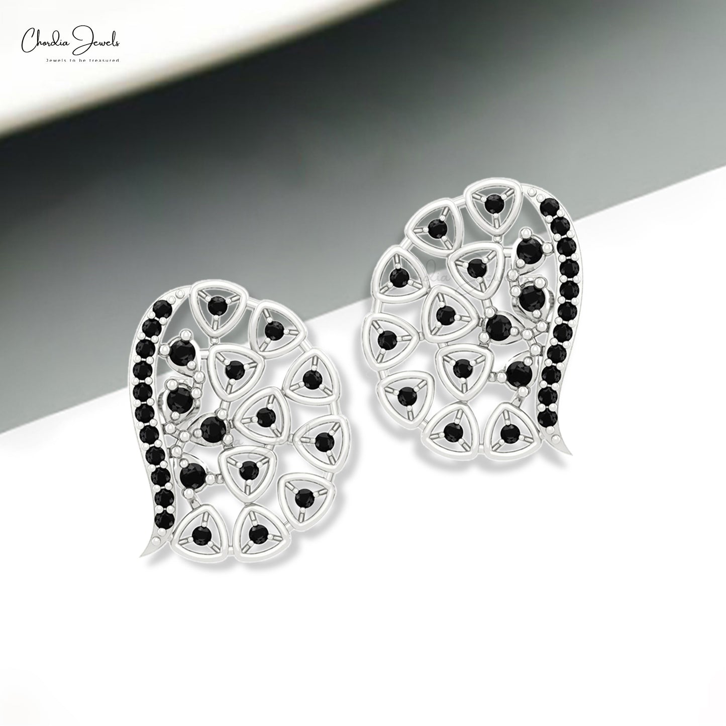 Genuine 1.5mm Round Black Diamond Accents in 14k Solid Gold Push Back Cluster Earrings