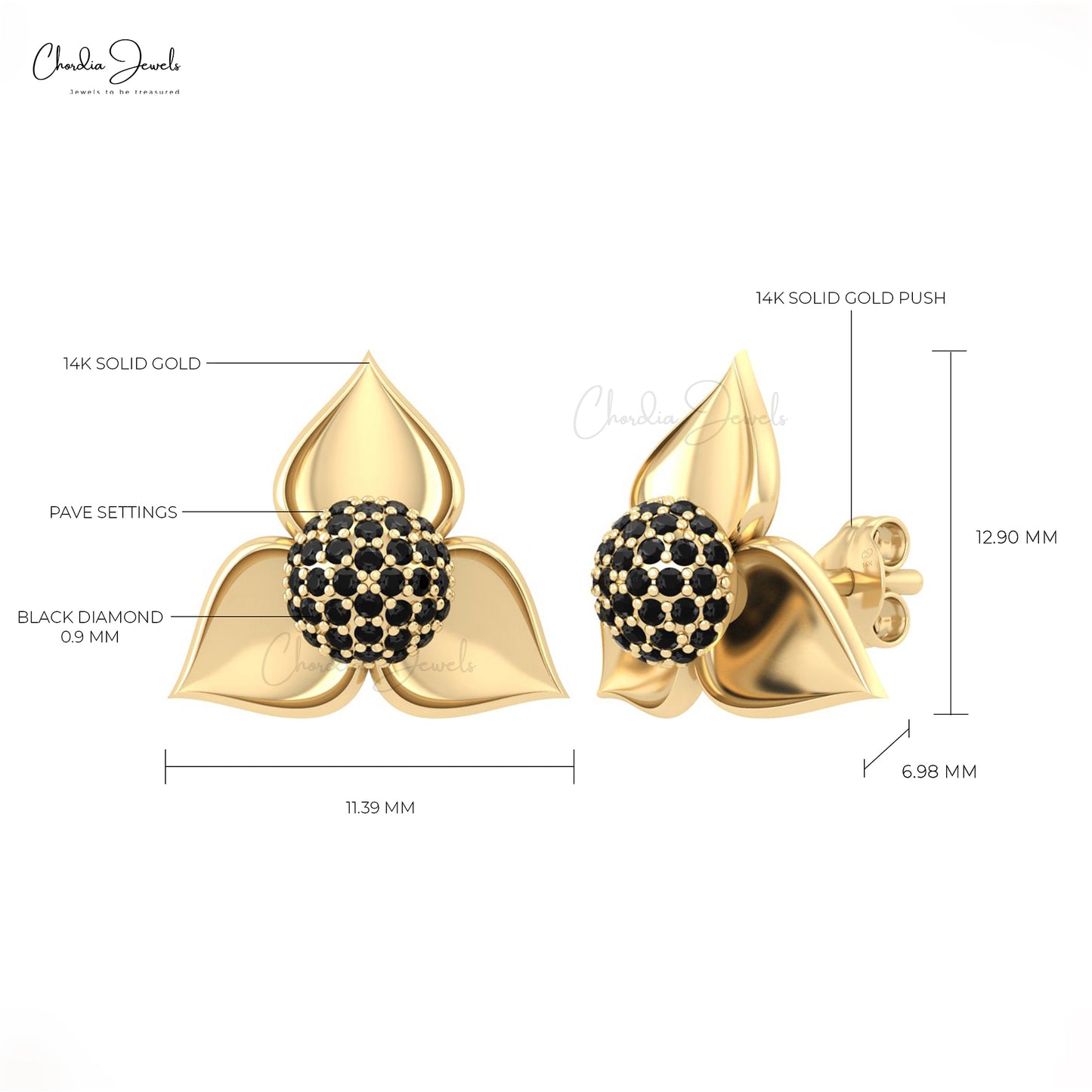14k Gold Floral Earrings