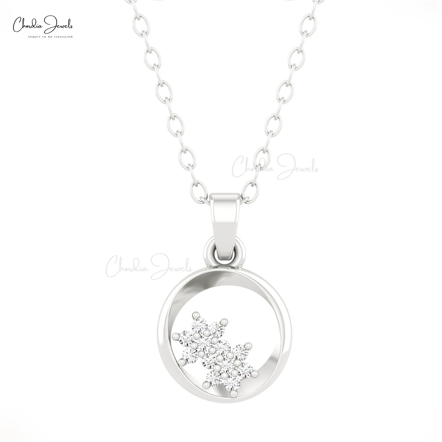 White Diamond Cluster Pendant