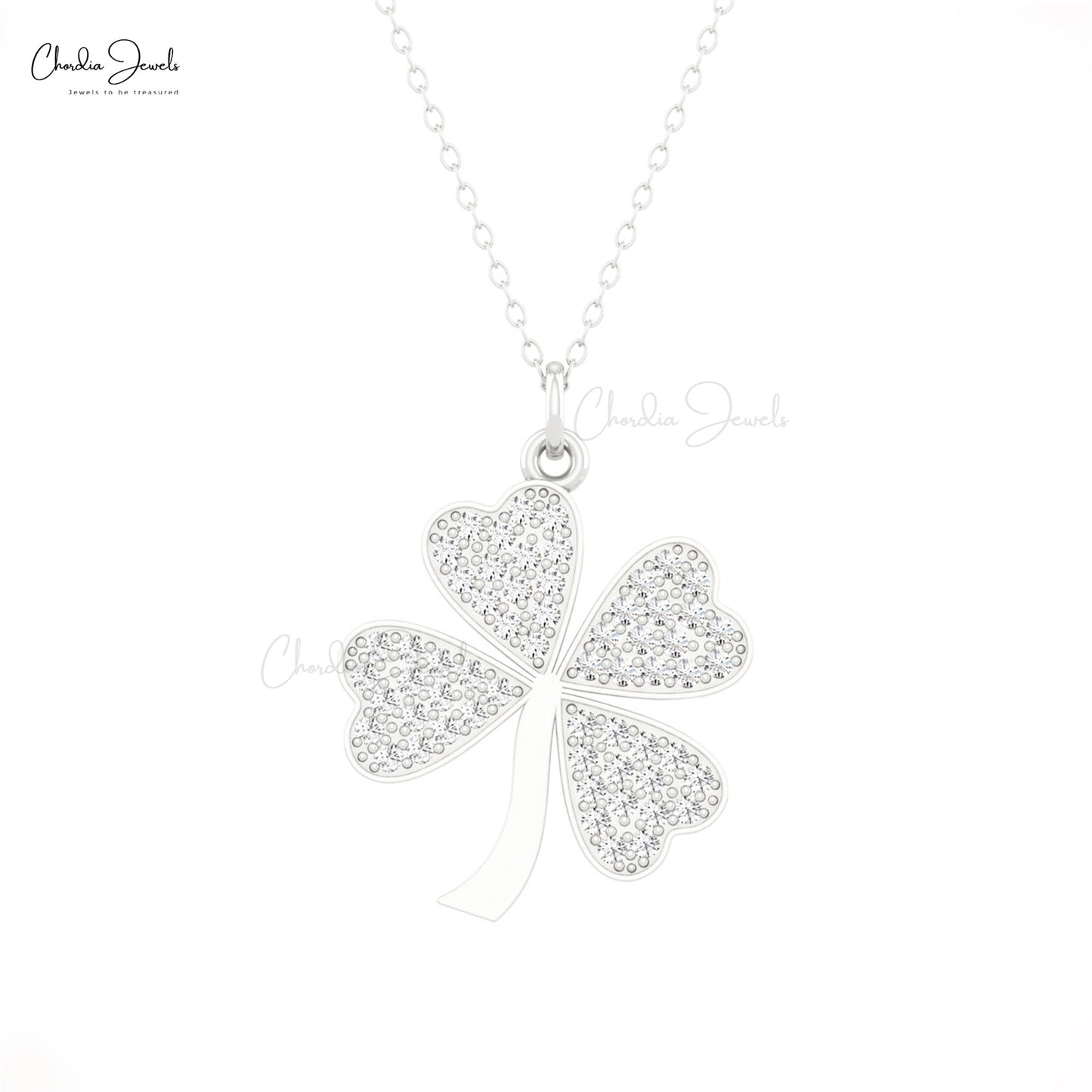 White Diamond Clover Pendant