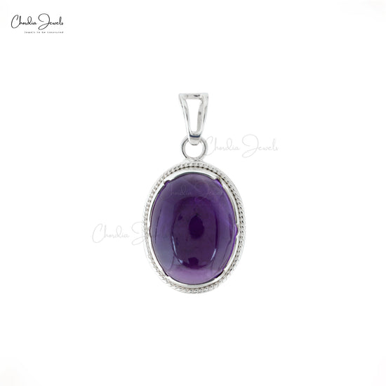 Solitaire Amethyst Pendant With 12.5 Ct Gemstone Bezel Set In 925 Sterling Silver Necklace