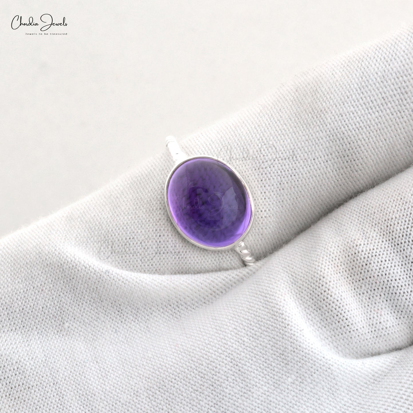 Solitaire Gemstone Ring In 925 Sterling Silver Round Single Cabochon Rings For Her