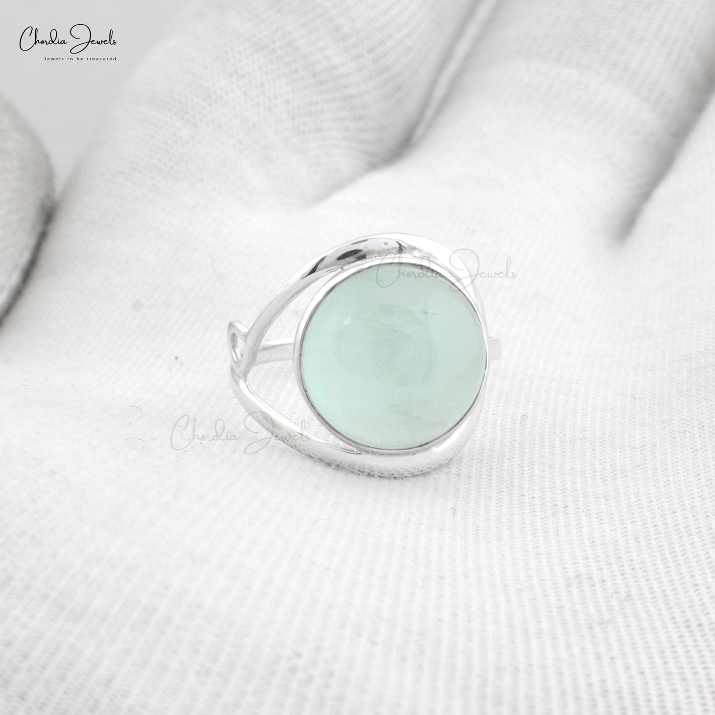 Single Gemstone Ring In 925 Sterling Silver Round Cabochon Bezel Set Rings For Her