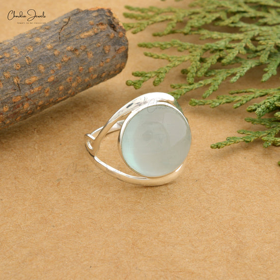 Single Gemstone Ring In 925 Sterling Silver Round Cabochon Bezel Set Rings For Her