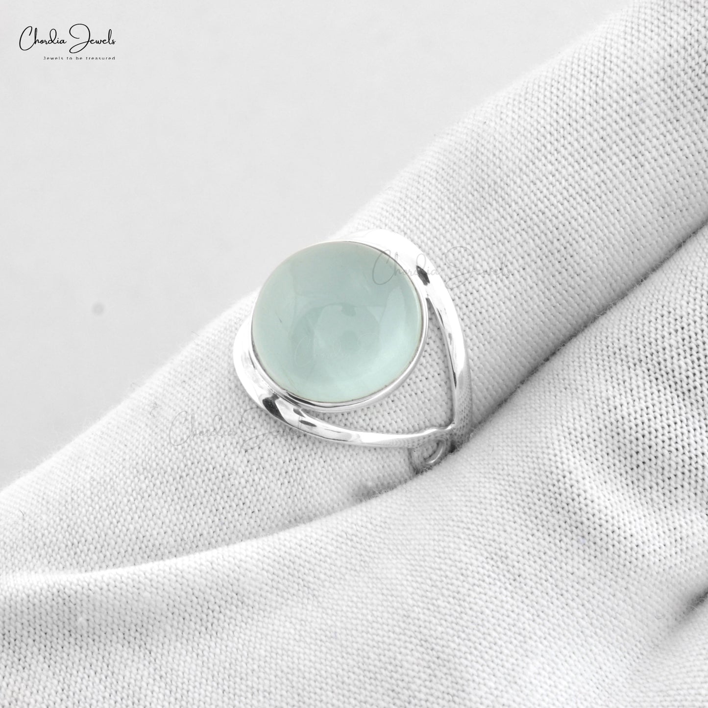 Single Gemstone Ring In 925 Sterling Silver Round Cabochon Bezel Set Rings For Her