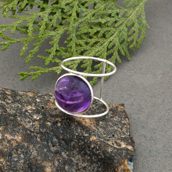 AAA Amethyst Solitaire Ring In 925 Sterling Silver February Birthstone Jewelry