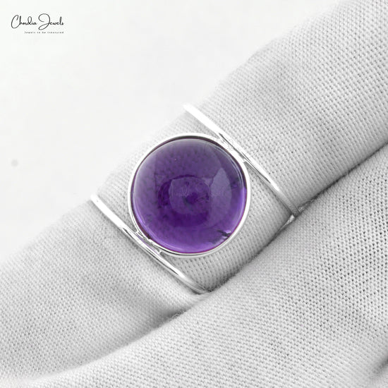 AAA Amethyst Solitaire Ring In 925 Sterling Silver February Birthstone Jewelry