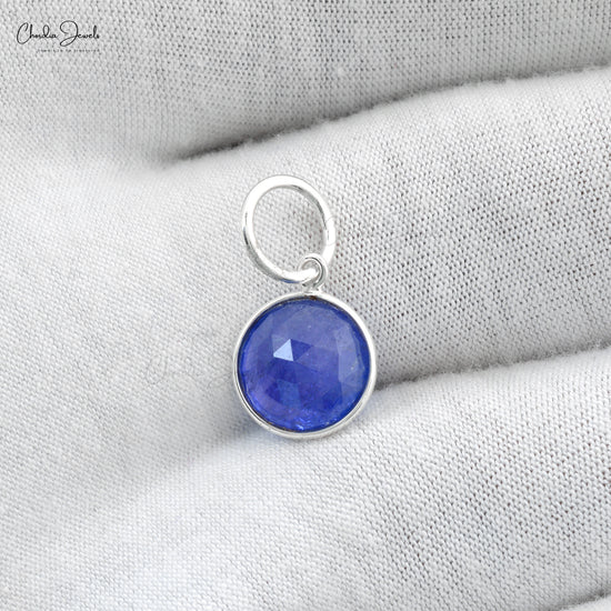 AAA Tanzanite Rose Cut Solitaire Charm In 925 Solid Silver December Birthstone Pendant