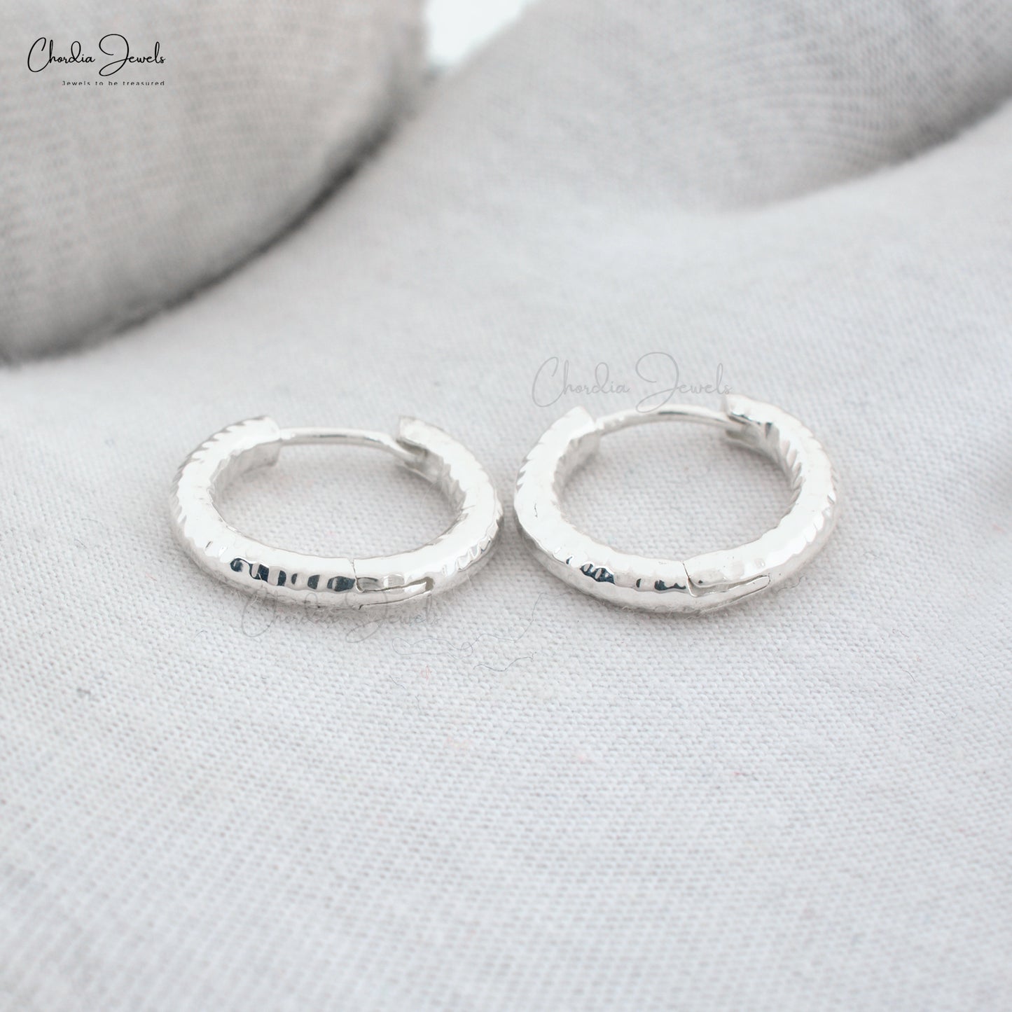 Hammered Hoop 925 Sterling Silver Hinge Back Minimalist Earrings For Women