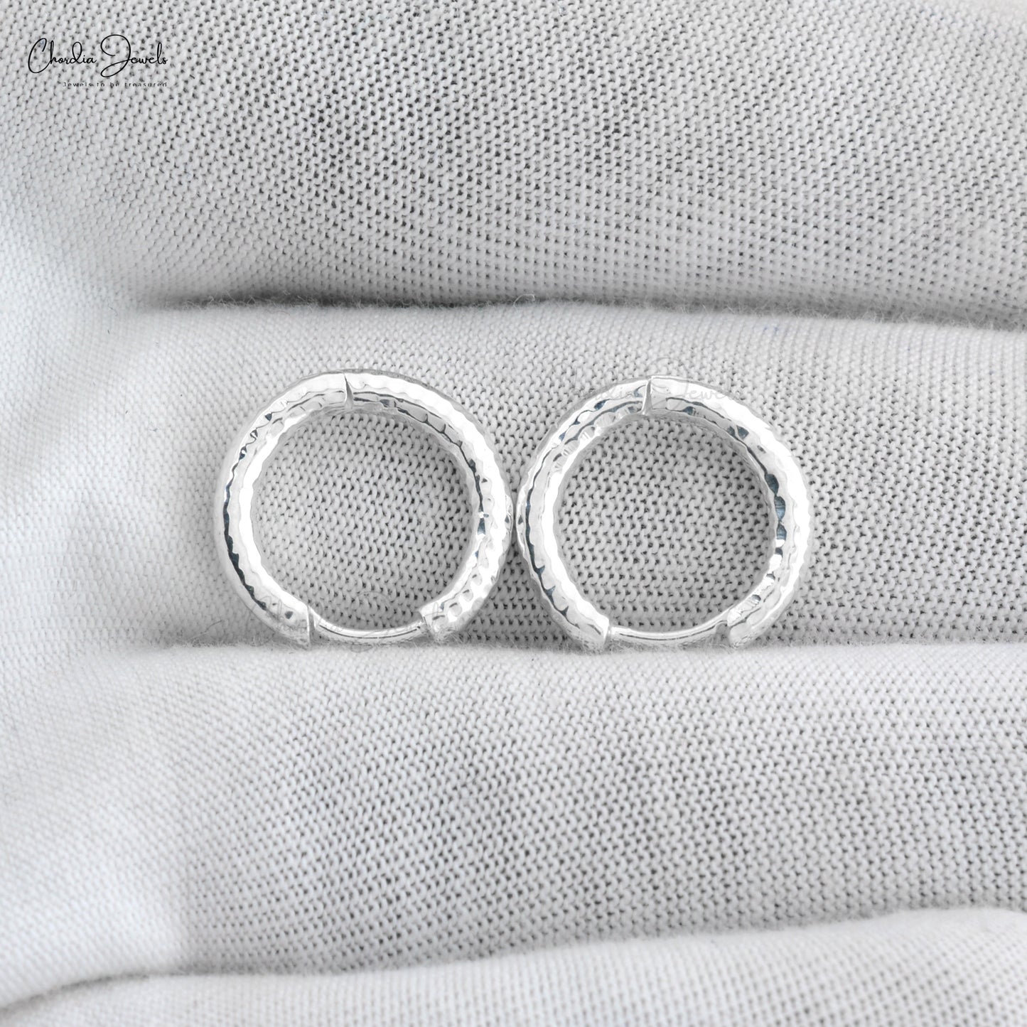 Hammered Hoop 925 Sterling Silver Hinge Back Minimalist Earrings For Women