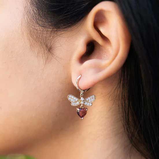 AAA Pink Tourmaline Dangling Earrings 14k Solid Gold Earrings