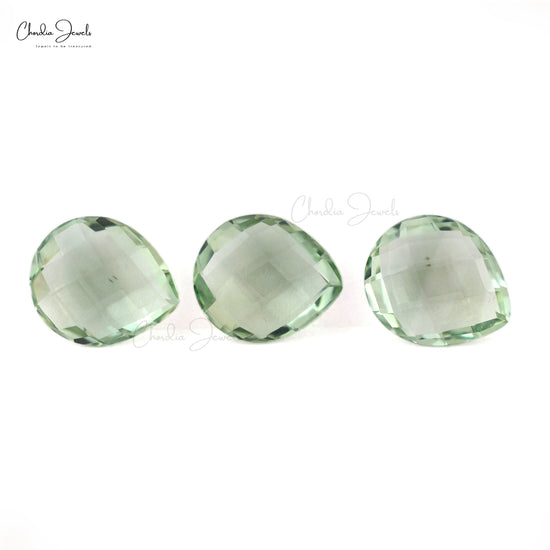 Loose Pear Briolette 10.45 Ct Green Amethyst Semi Gemstone For Sale, 3 Piece