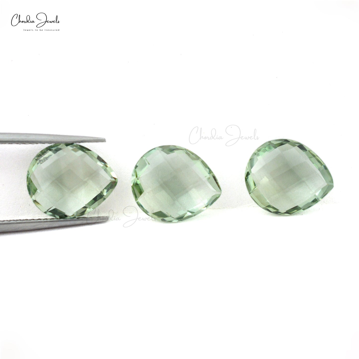 Loose Pear Briolette 10.45 Ct Green Amethyst Semi Gemstone For Sale, 3 Piece