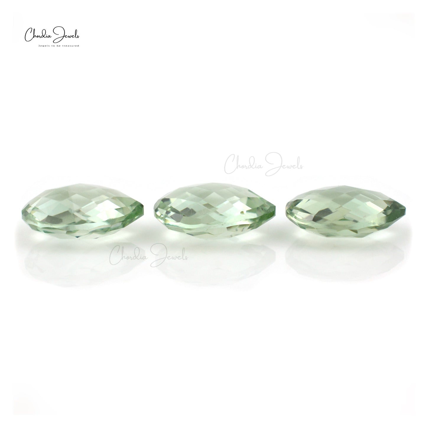 Loose Pear Briolette 10.45 Ct Green Amethyst Semi Gemstone For Sale, 3 Piece