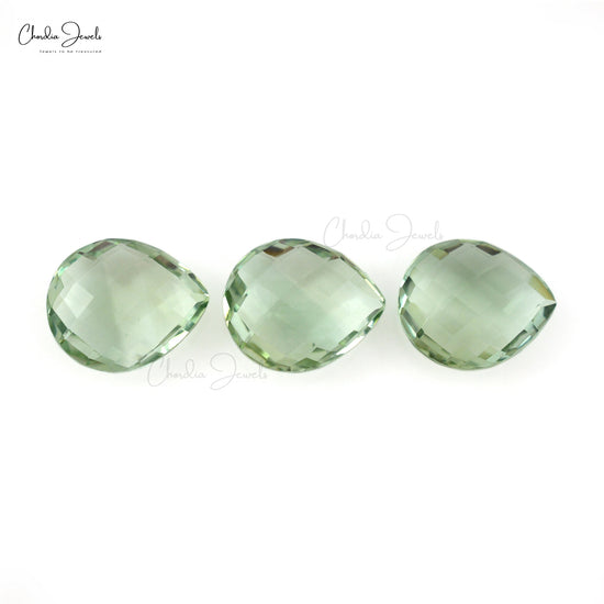 Loose Pear Briolette 10.45 Ct Green Amethyst Semi Gemstone For Sale, 3 Piece