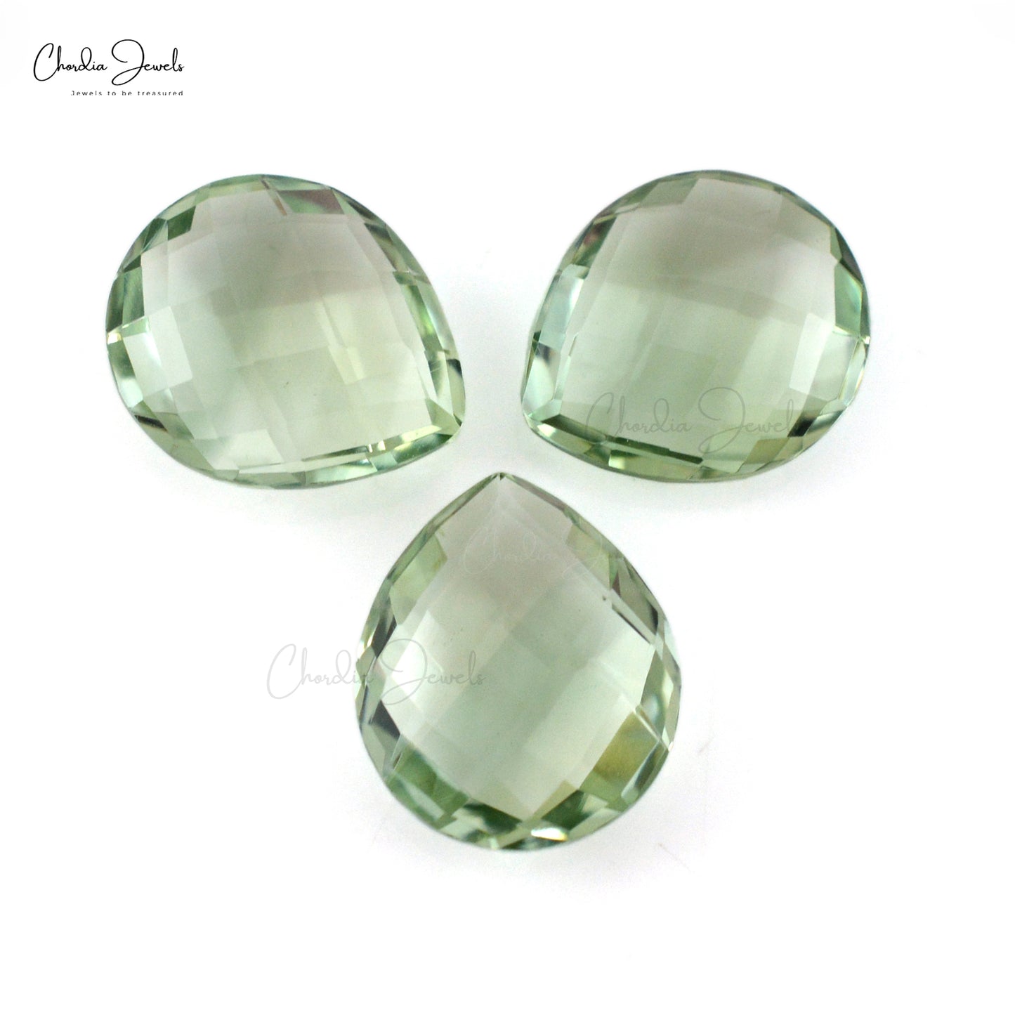 Loose Pear Briolette 10.45 Ct Green Amethyst Semi Gemstone For Sale, 3 Piece