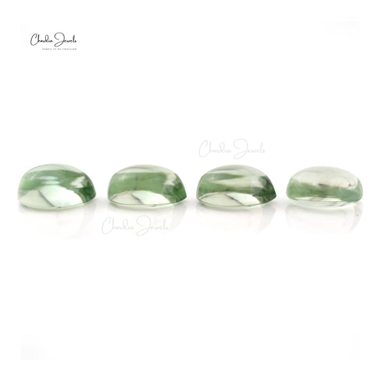 Natural Green Amethyst 12x10mm Pear Cabochon Loose Stone Lot for Jewelry, 4 Piece